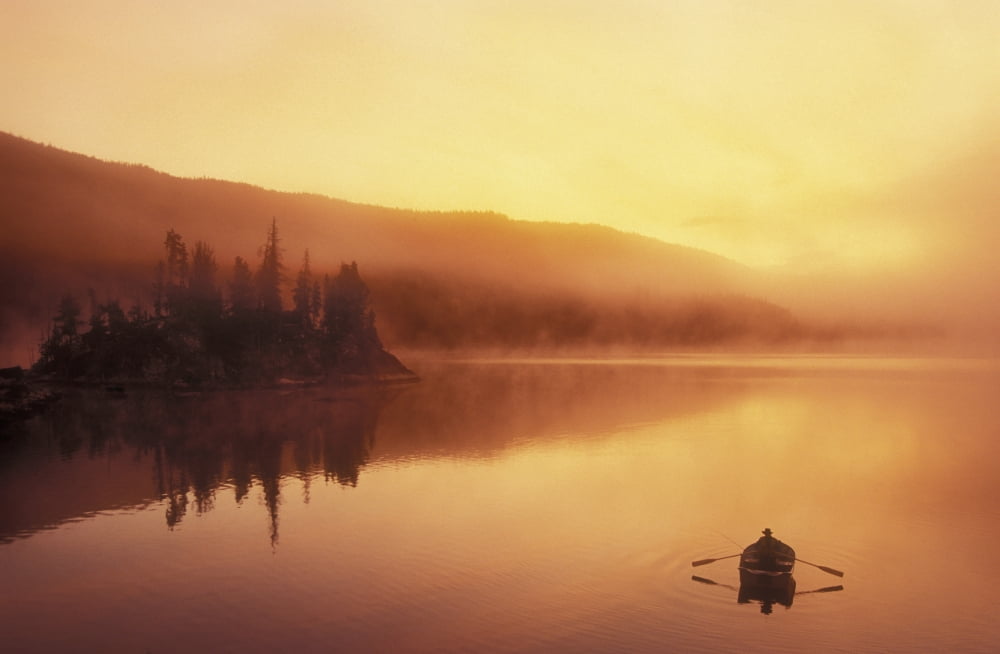 Fishing At Sunrise In The Chilcotin Region Of BC Canvas Art - Chris Harris Design Pics (34 x 22)
