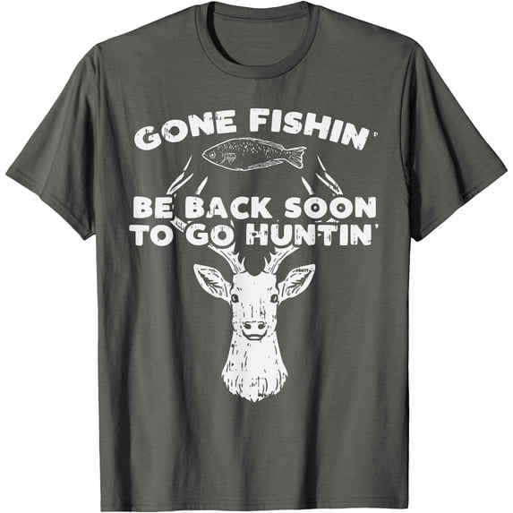 Fishing Back Soon Hunting Deer Elk Hunter Buck Softstyle Unisex T-Shirt,Charcoal Color,Size 4XL