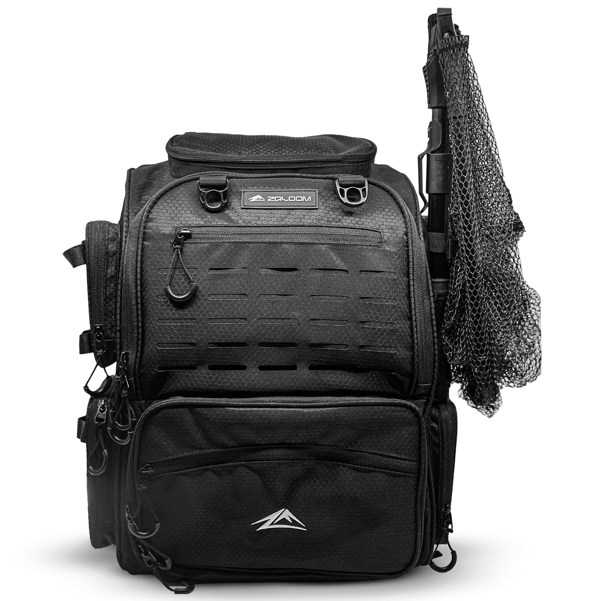 Fishing Backpack with Rod Holder & Foldable Net - 40L Fishing Tackle Backpack, 2 Tackle boxes, Hiking Bag with Waterproof Rain Cover, Extra Storage Compartments