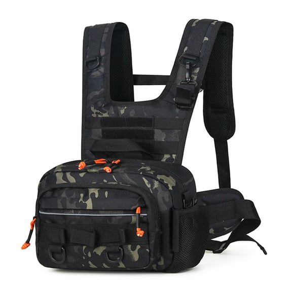 Fishing Backpack with Rod Holders, Lure Storage Chest Bag, Molle Gear Bag for Outdoor Use, Multi-Functional Rig Pouch,1 * Fishing Backpack with Rod Holders
