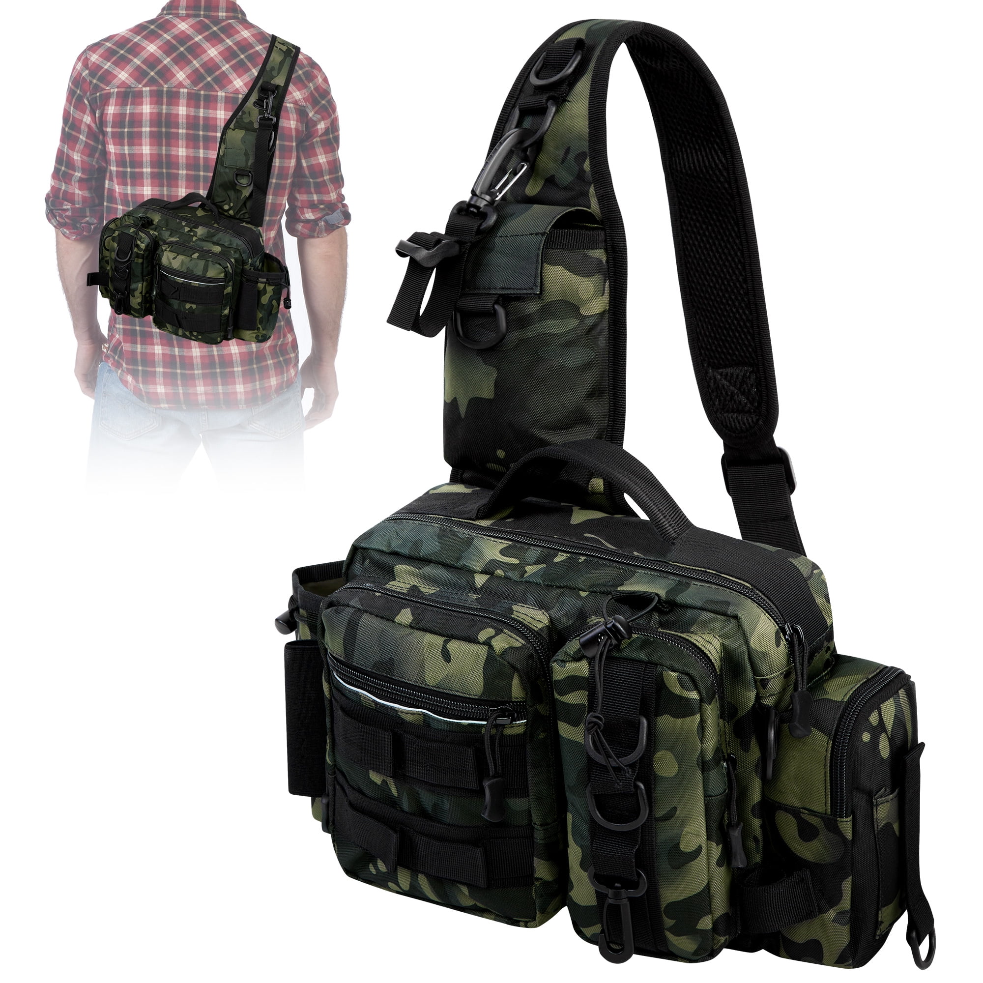 Fishing Backpack Tackle Sling Bag - Fishing Backpack with Rod