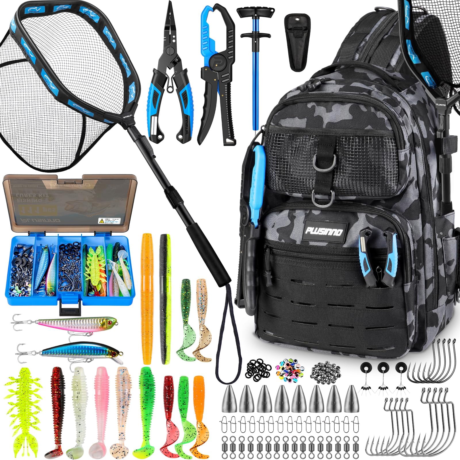 Fishing Backpack With Gear Net  Waterproof Tackle Rod Holders Box Lures Tools Pliers & Accessories Fish Gifts For Men