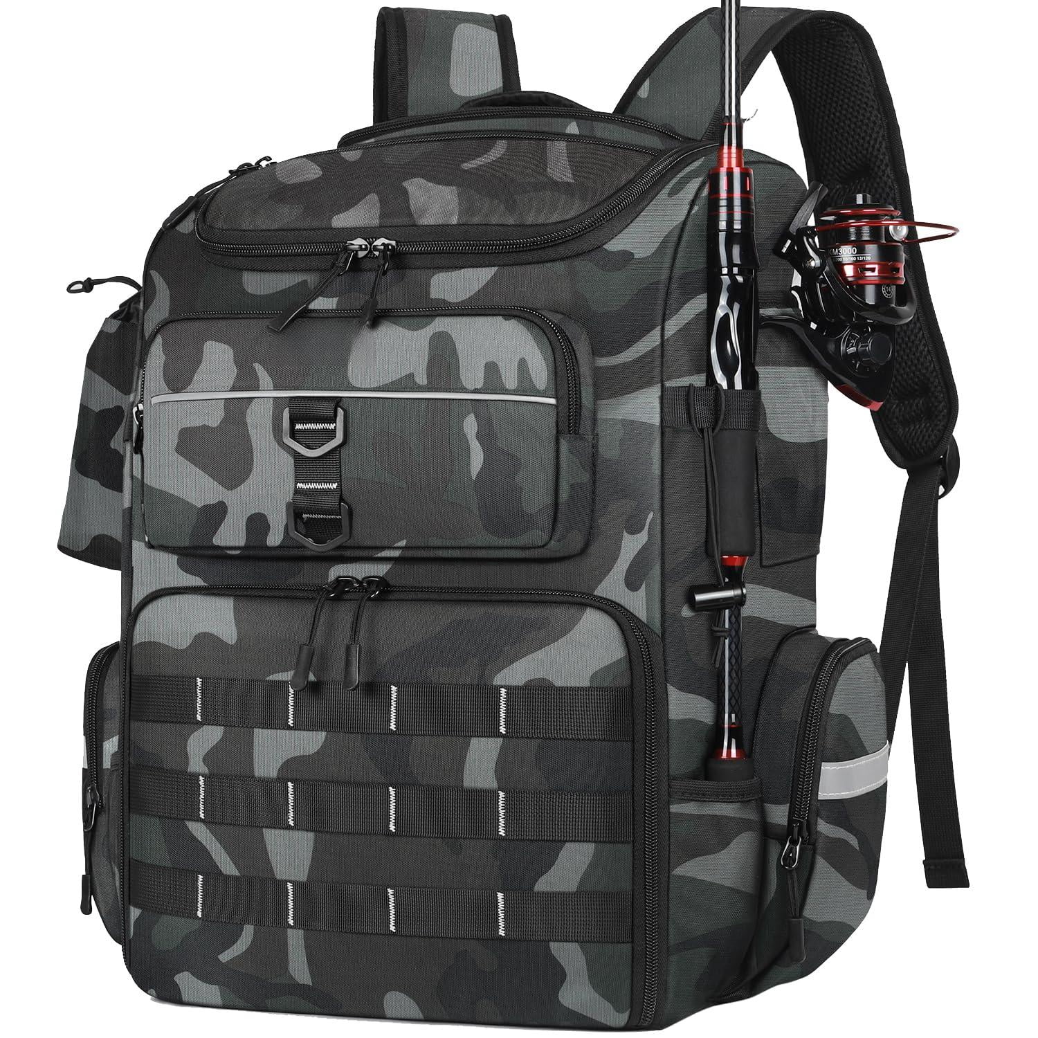 Fishing Backpack With Rod Holders  45l Large Water-resistant Tackle Box Gear Gifts For Men -camouflage