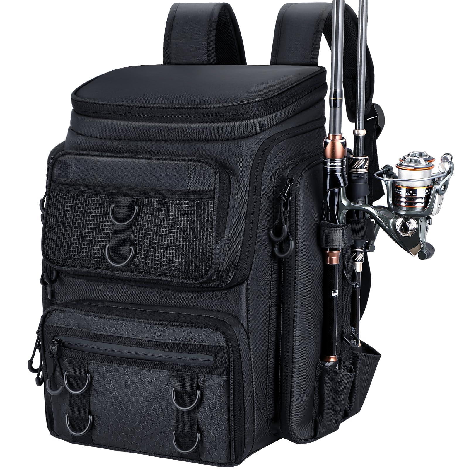 Fishing Backpack With Rod Holders Tackle Box  42l Large Water-resistant Bag Store Gear