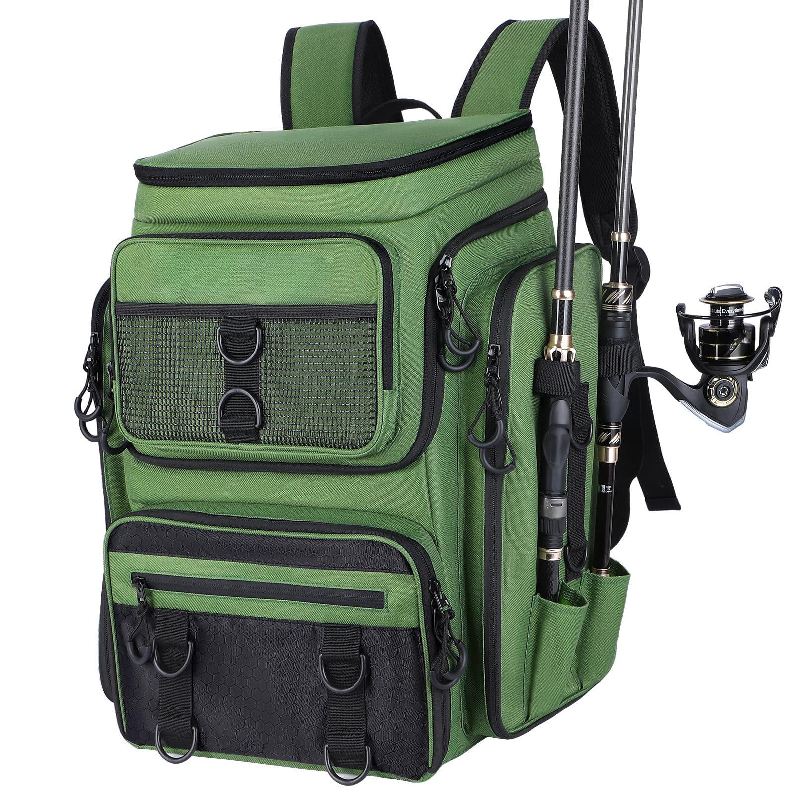 Fishing Backpack With Rod Holders Tackle Box 42l Large Water-resistant ...