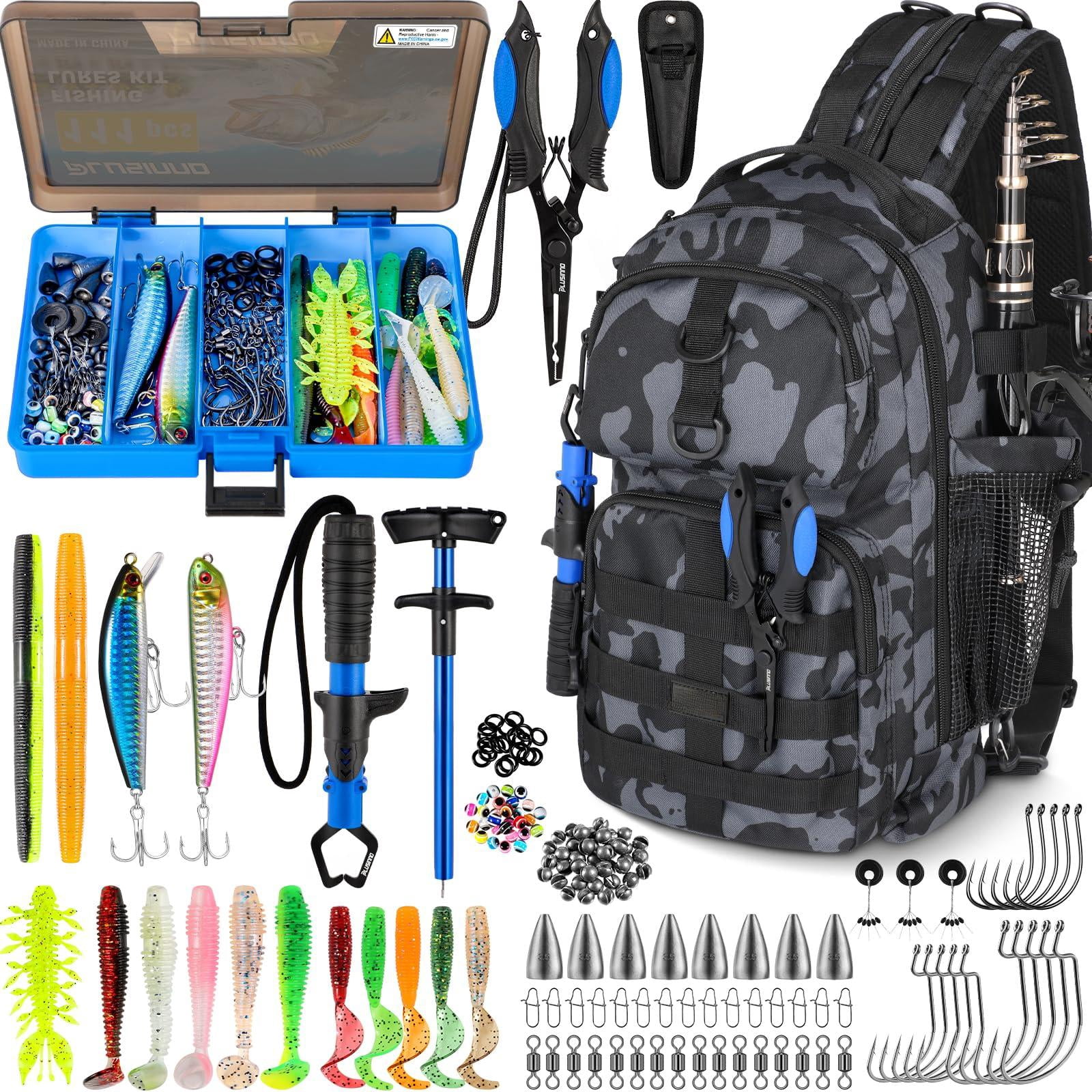 Fishing Backpack With Tackle Boxes  Waterproof Sling Bag For Gear Rod Holder Gifts Men Lures Pliers.
