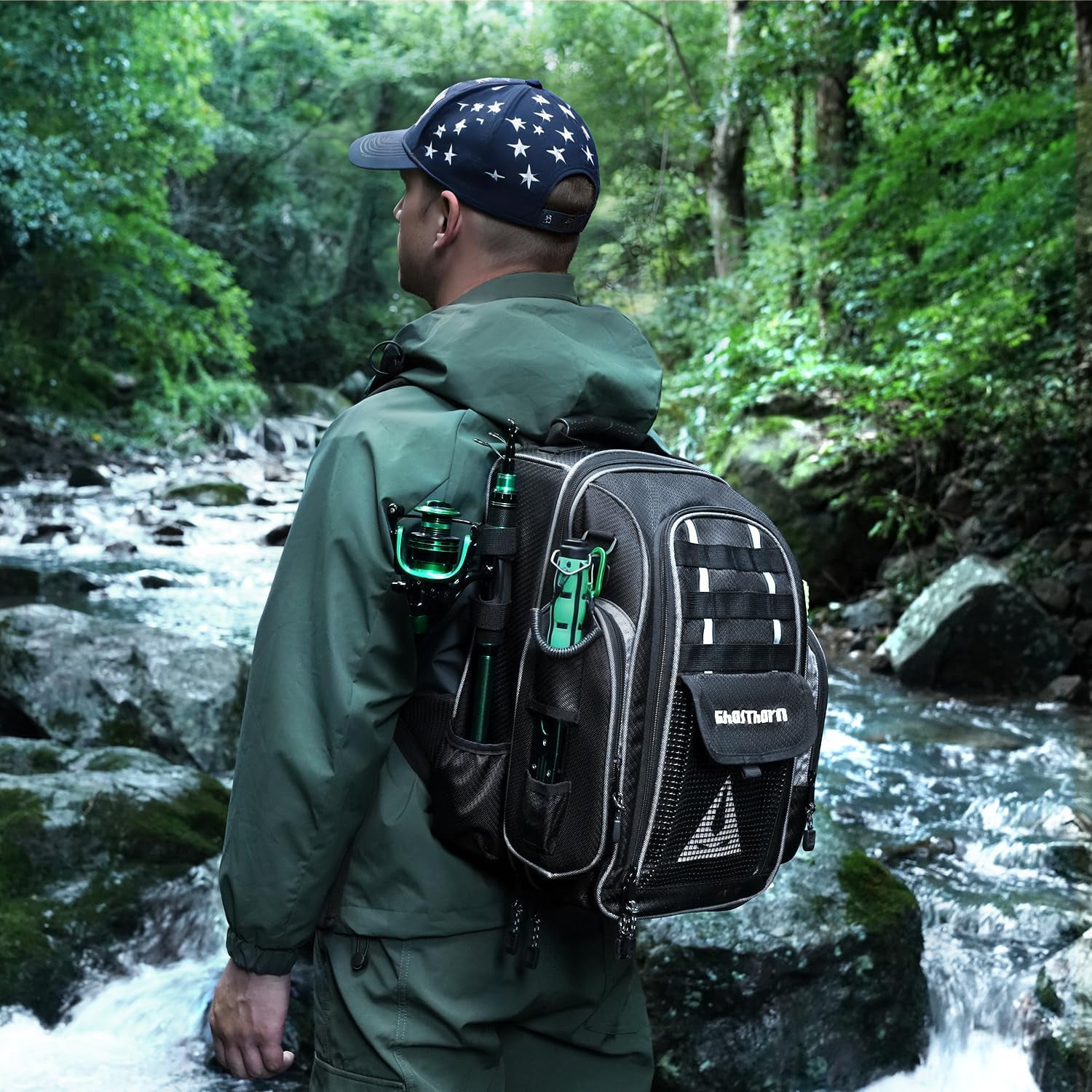 Fishing Backpack with 2 Tackle Boxes - 40L Waterproof Storage for Rods & Gear