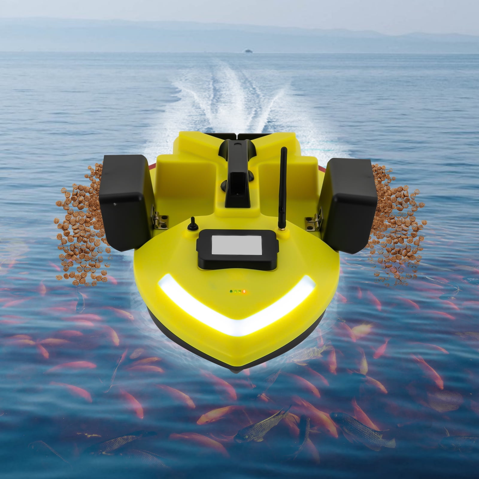 Fishing Bait Boat with GPS & BeiDou Positioning, 1640FT Long Range, 12000mAh Battery 4H Runtime, Dual Motors Cruise Control, Auto Return, 4.4LB Capacity RC Boat for Pond Lake