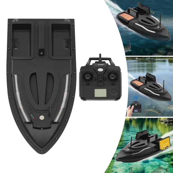 Fishing Bait Boat, Remote Control Bait Boats with 5200mAh Battery, USB Charger, 3.36 MPH Twin Motor, Cruise Control & LED Light for Fishing