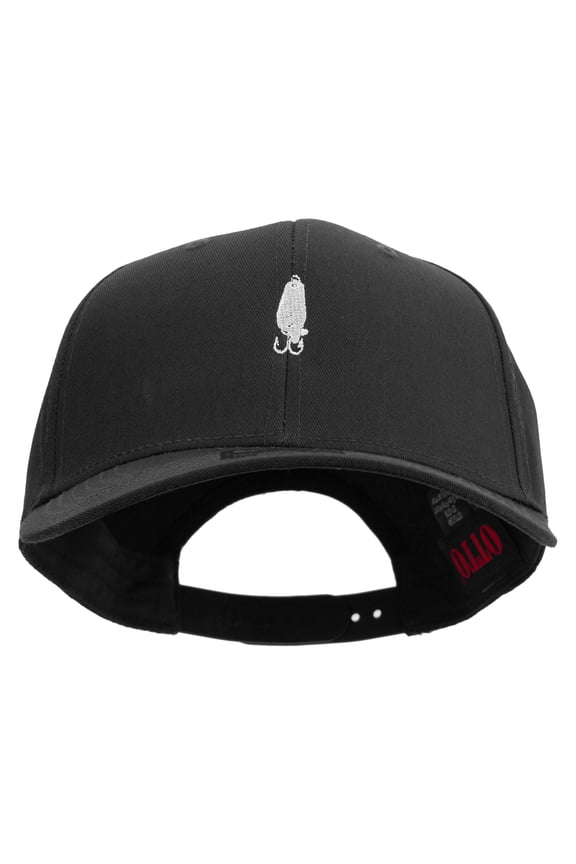 Fishing Bait Icon Embroidered Solid Cotton Twill Prostyle Cap - Black OSFM