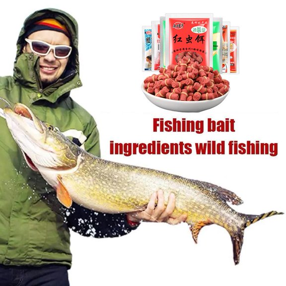 Fishing Bait Pellets with Strong Attractant, All-Season Versatile Lure for Various Fish Species and Environments(Hollow lure, bloodworm,1set)