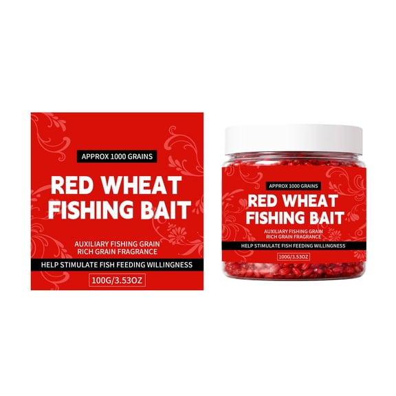 Fishing Bait Red Wheat Grain Fish Attractant for Freshwater and Saltwater Angling Trout Bass Carp Catfish Fishing Accessory for Beginner and Angler A