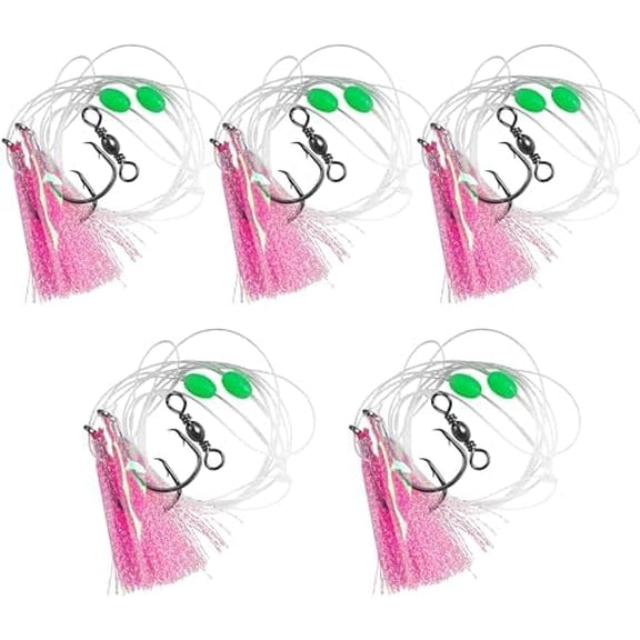 Fishing Bait Rigs, 5/15packs Saltwater Fishing Rigs with Mono Leader Swivel Fish Skin for Flounder Sea Bass Halibut Black Pompano Fishing