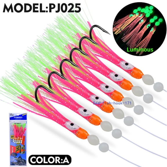 Fishing Bait Rigs Glow Shrimp Bait Catching Lure Saltwater Fishing Rigs 6 Hooks