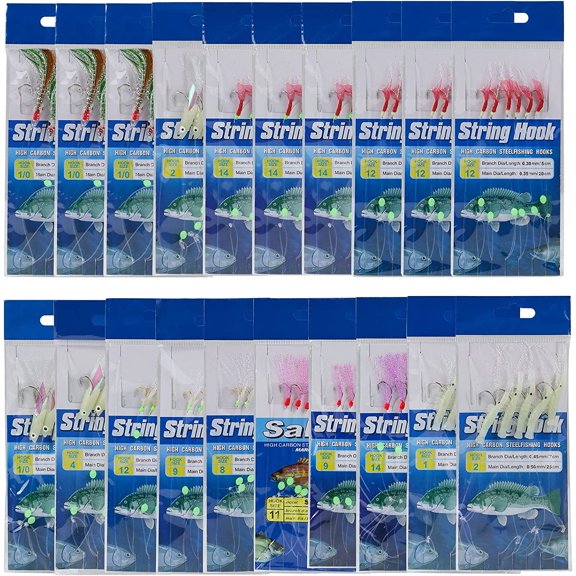 Fishing Bait Rigs Set,20 Packs Fishing Bait Rigs Luminous Bait Rig with Sharp Hooks,Soft Shrimp Lure Surf Fishing Rigs Saltwater