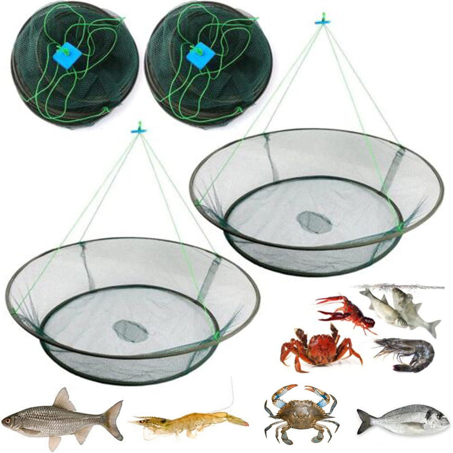 Fishing Bait Trap Crab Net Crawdad Shrimp Cast Dip Cage Fish Minnow Foldable