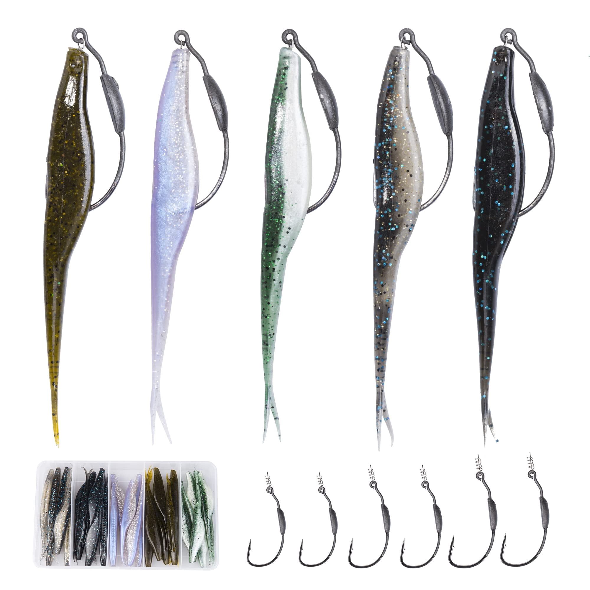 Fishing Baits Paddle Tail Swimbaits  5pcs/15pcs/25pcs/30pcs/40pcs Soft Plastic Lures Jerkbait For Bass
