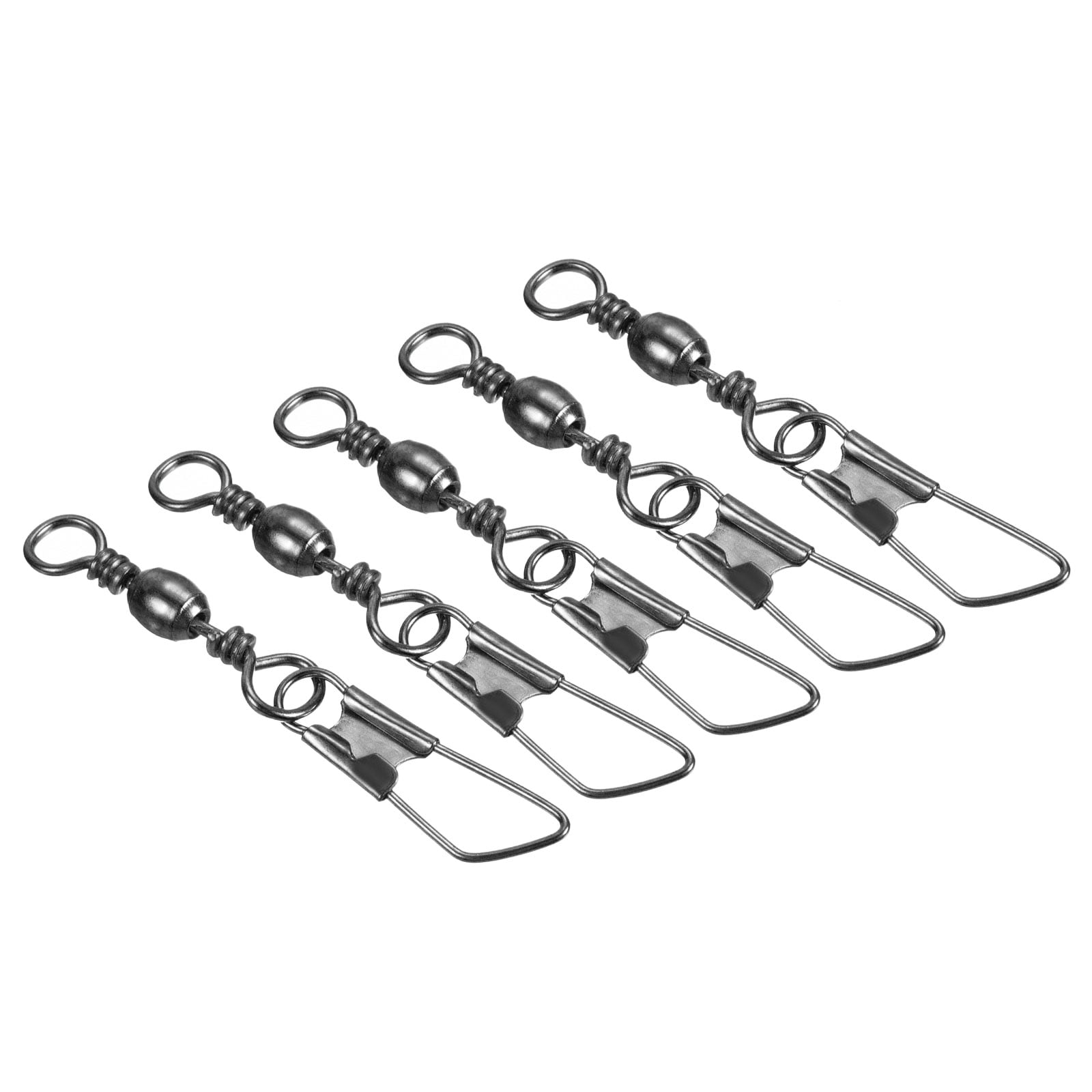 Fishing Barrel Swivel with Safety Snap, 35lb Carbon Steel Solid Ring  Terminal Tackle, Black 100 Pack
