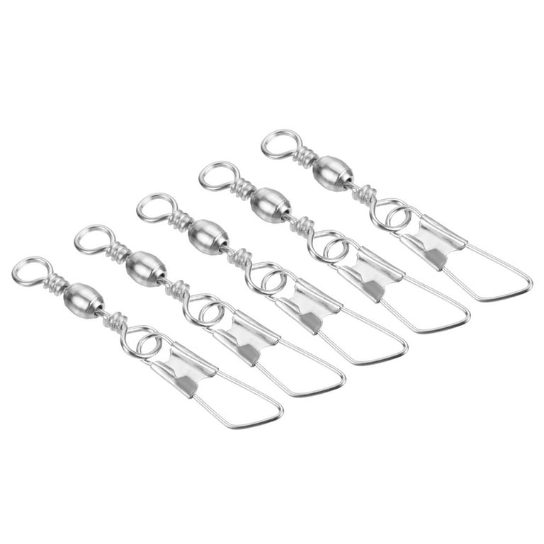 Fishing Barrel Swivel with Safety Snap, 35lb Carbon Steel Solid Ring  Terminal Tackle, Silver 100 Pack 