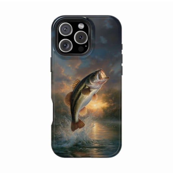 Fishing Bass Fish Nature Art Outdoor Retro iPhone 11 12 13 14 15 16 17 Pro Max Case