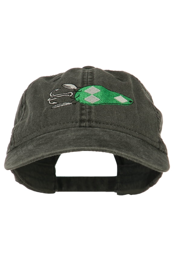 Fishing Bass Lure Embroidered Washed Cap - Black OSFM