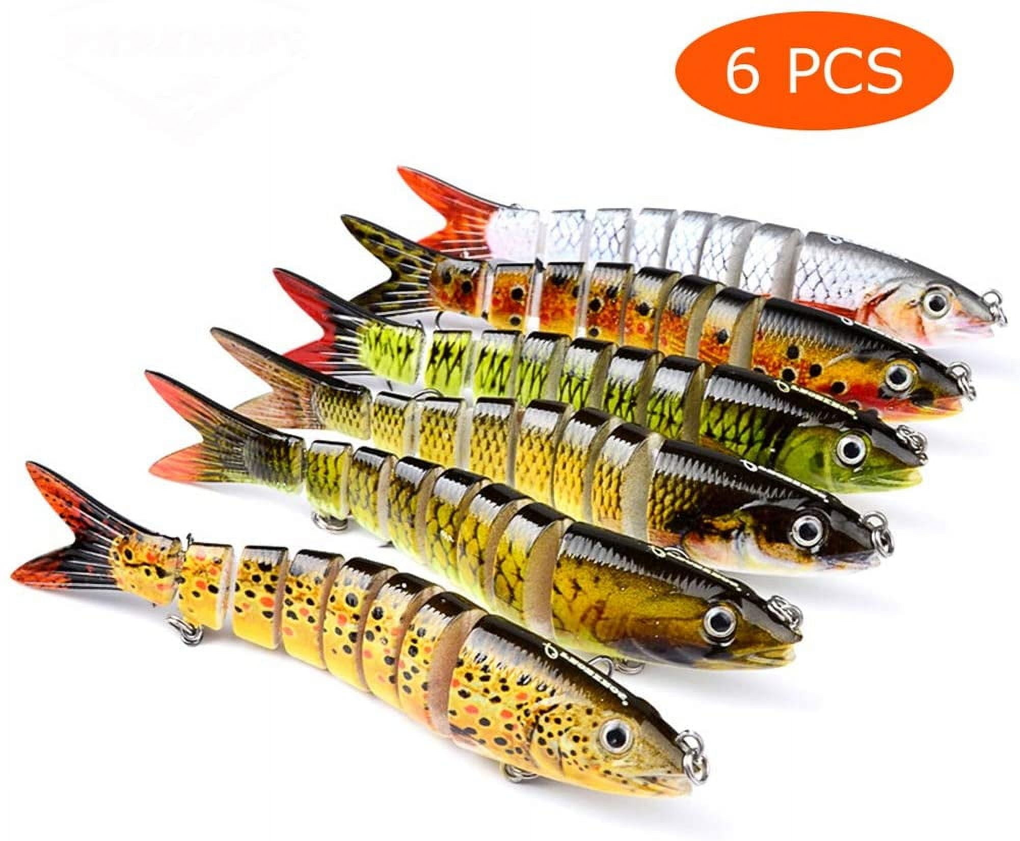 Fishing Bass Lures Multi Jointed Topwater Life-Like Trout Swimbait Hard CrankBaits 6Pcs