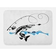 thumbnail image 1 of Fishing Bath Mat, Big Pike Fish Catching Wobblers Reel Trap in River Raptorial Predator Hunting Print, Non-Slip Plush Mat Bathroom Kitchen Laundry Room Decor, 29.5 X 17.5 Inches, Black Blue, Ambesonne, 1 of 2