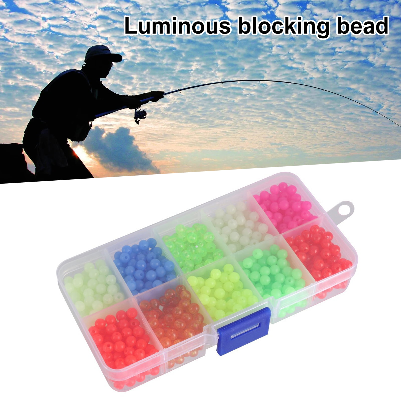 Fishing Beads WEBEEDY 600-Pack 6mm Glow In The Dark - Luminous Plastic Line  Beads For Night Fishing Rigs High Visibility Bait Egg Beads