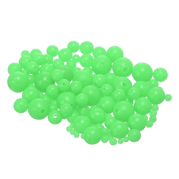 Fishing Beads Glow Hard Plastic Bait Eggs Lure Rigs 3/4/5/6/7/8/10/12 mm for Saltwater Freshwater - Round (800 Pack, Green)