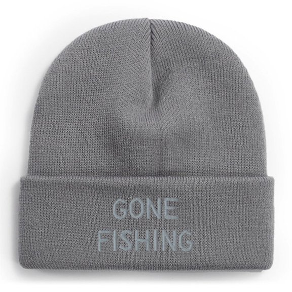 Fishing Beanie Hat - Gone Fishing Winter Fishing Knit Hats for Men Cuffed Skull Cap Gift for Dad Husband Grandpa Christmas Father's Day Birthday
