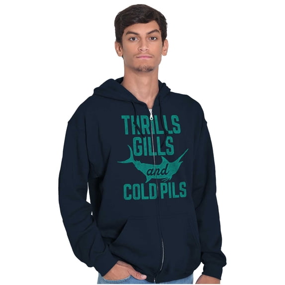 Fishing Beer Drinkers Funny Joke Cool Unisex Fleece Graphic Zip Up Hoodie Brisco Brands 4X