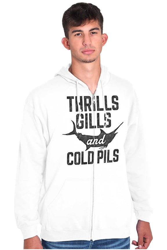 Fishing Beer Drinkers Funny Joke Cool Zip Up Hoodie Men's Women's Brisco Brands L