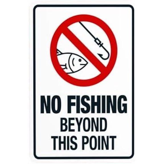 No Fishing Beyond This Point Warning,Prohibition Security Signs for Busines Home Road Yard Garage Street Wall Caution Decor 8 x 12 Inches For Home Wall Art Decor Metal Tin Sign