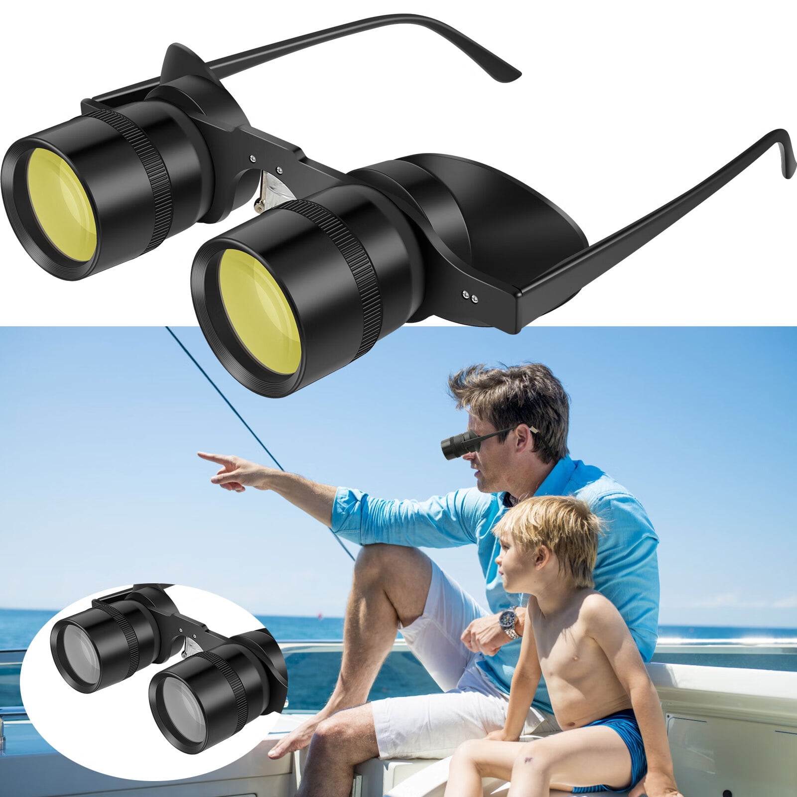 Fishing Binoculars with 2 Lenses Portable Light Binoculars HandsFree