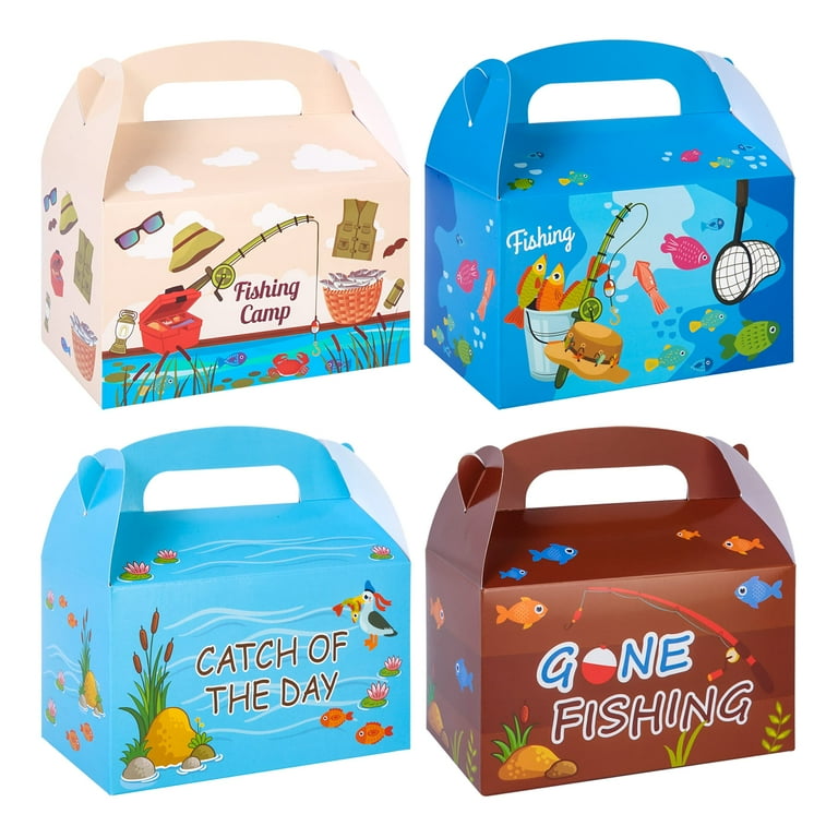 Fishing Birthday Party Supplies EC36 Fishing Party Favors Gift Treat Boxes  for Gone Fishing Theme Party Baby Shower Supplies Set of 12