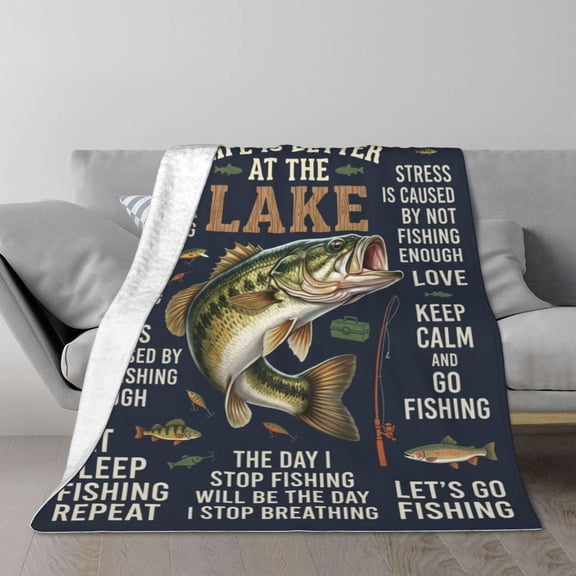 Fishing Blanket Fishing Gifts for Men Soft Warm Flannel Funny Fish S Throw Blanket Best Gift for Fisherman Lovers Birthday Decor Gifts for Adults 50x40