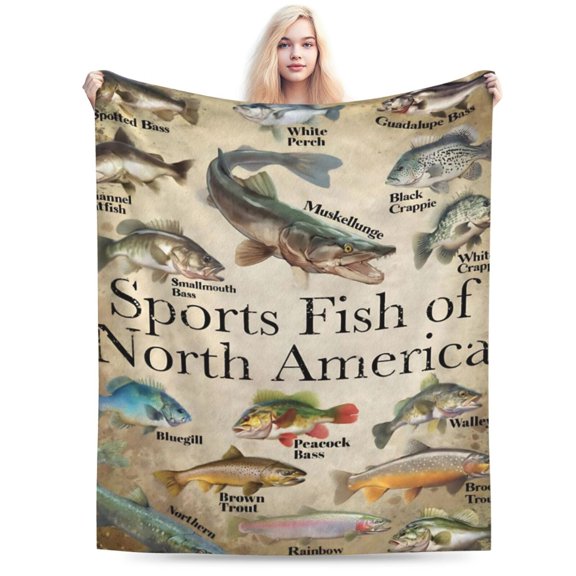 Fishing Blanket Gift, Fish Blanket, Bass Fishing Gift 50x40