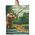 thumbnail image 1 of Fishing Blanket for Kids Adults, Fishing Flannel Throw Blanket, Fishing Decor Lightweight Warm Soft for Sofa Couch Bed Living Room Office Twin-XL, 1 of 7
