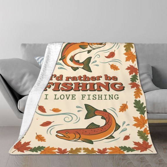 Fishing Blanket for Men Who Love Fishing Funny Fish Present Soft Cozy Throw Blanket Gift for Adults 60x50