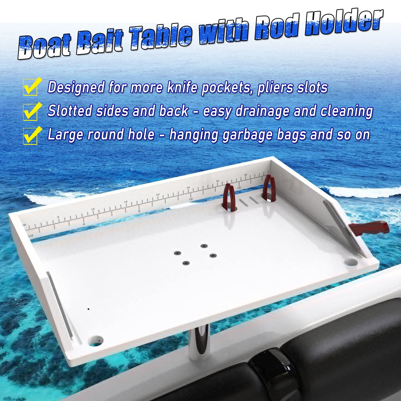 Fishing Boat Bait Fillet Table Rod Holder Mount Cutting Board Plier