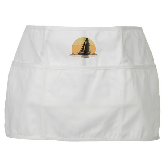Fishing Boat Embroidered 3 Pockets Chef's Apron - White OSFM