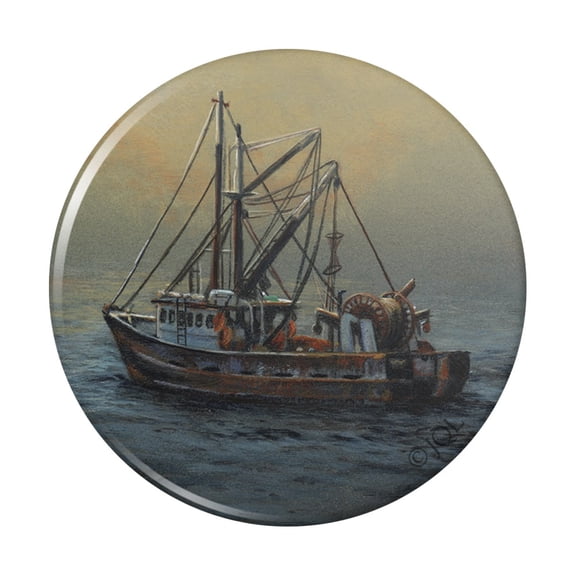 Fishing Boat Ocean Mist Kitchen Refrigerator Locker Button Magnet
