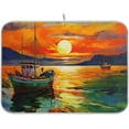 thumbnail image 1 of Fishing Boat Painting Dish Drying Mat, Absorbent Microfiber Pad Protector For Kitchen Counter Top Mat Dish Drainboard 16x18in, 1 of 7