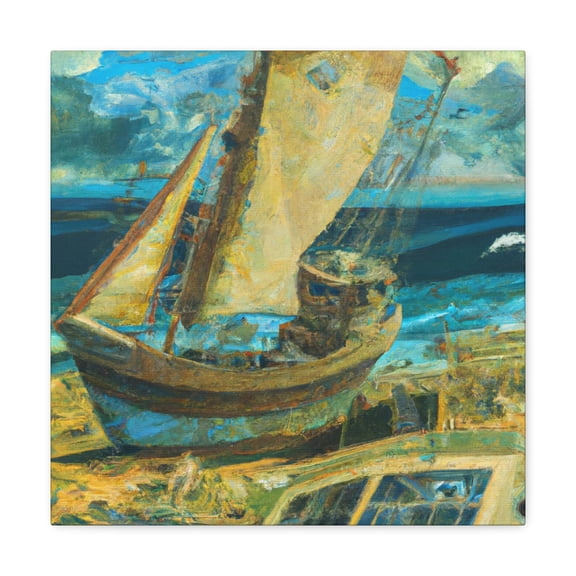 Fishing Boat Sunset Scene - Canvas