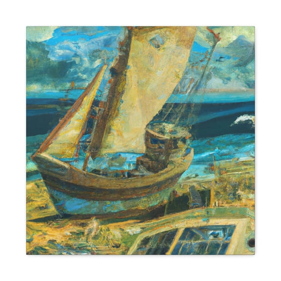 Fishing Boat Sunset Scene - Canvas