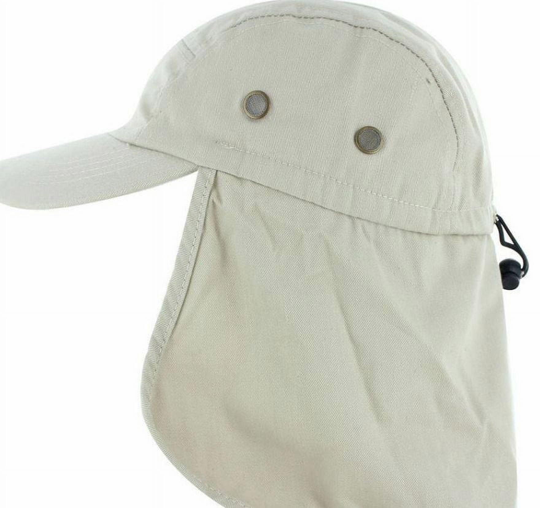 Fishing Boating Hiking Army Military Snap Brim Cap With Ear and Neck Flap  Hat (Beige)