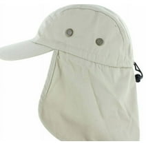 Fishing Boating Hiking Army Military Snap Brim Cap With Ear and Neck Flap Hat (Beige)