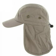 Fishing Boating Hiking Army Military Snap Brim Cap With Ear and Neck Flap Hat (Khaki)