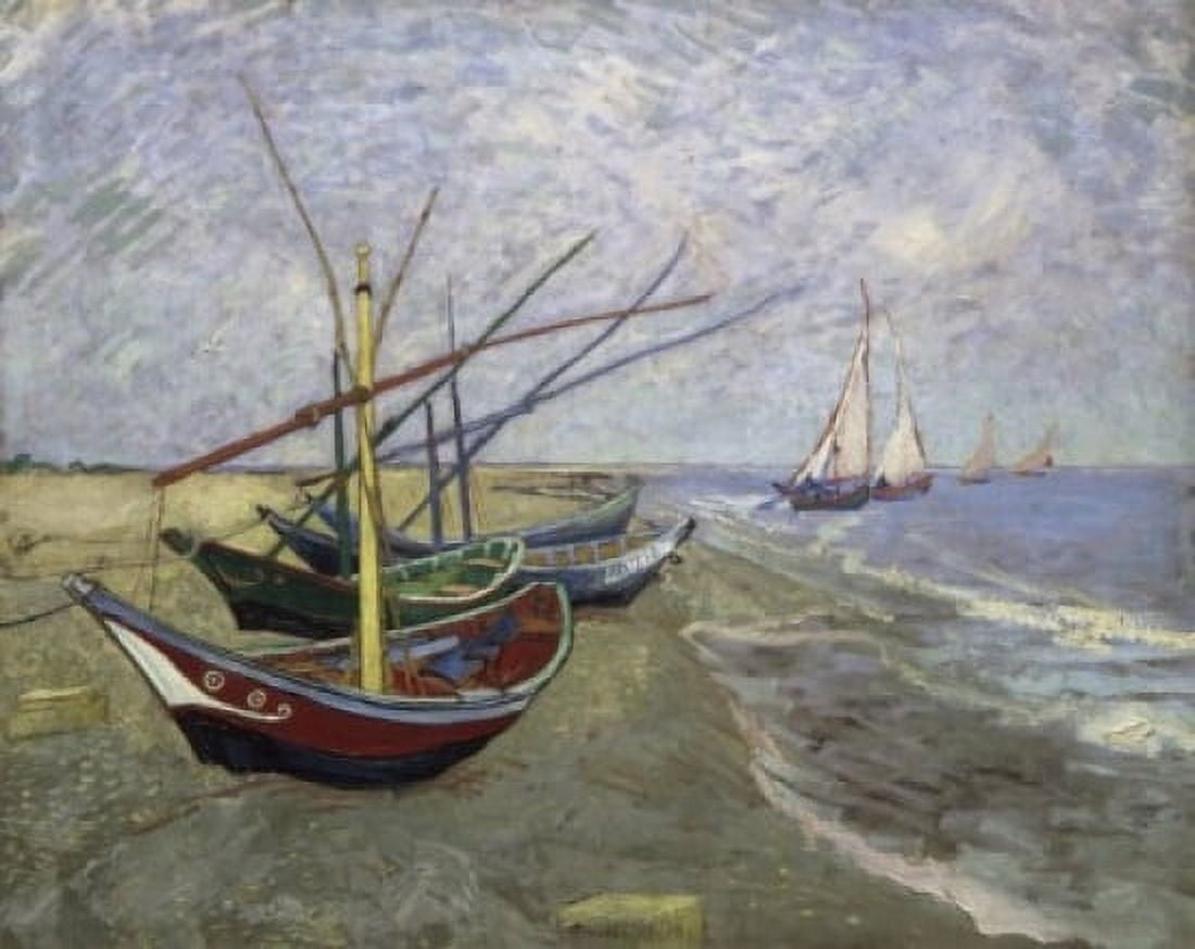 Fishing Boats on the Beach at Saintes-Maries Vincent van Gogh (1853-1890Dutch) Oil on Canvas Van Gogh Museum Amsterdam Netherlands Canvas Art - Vincent van Gogh (24 x 36)