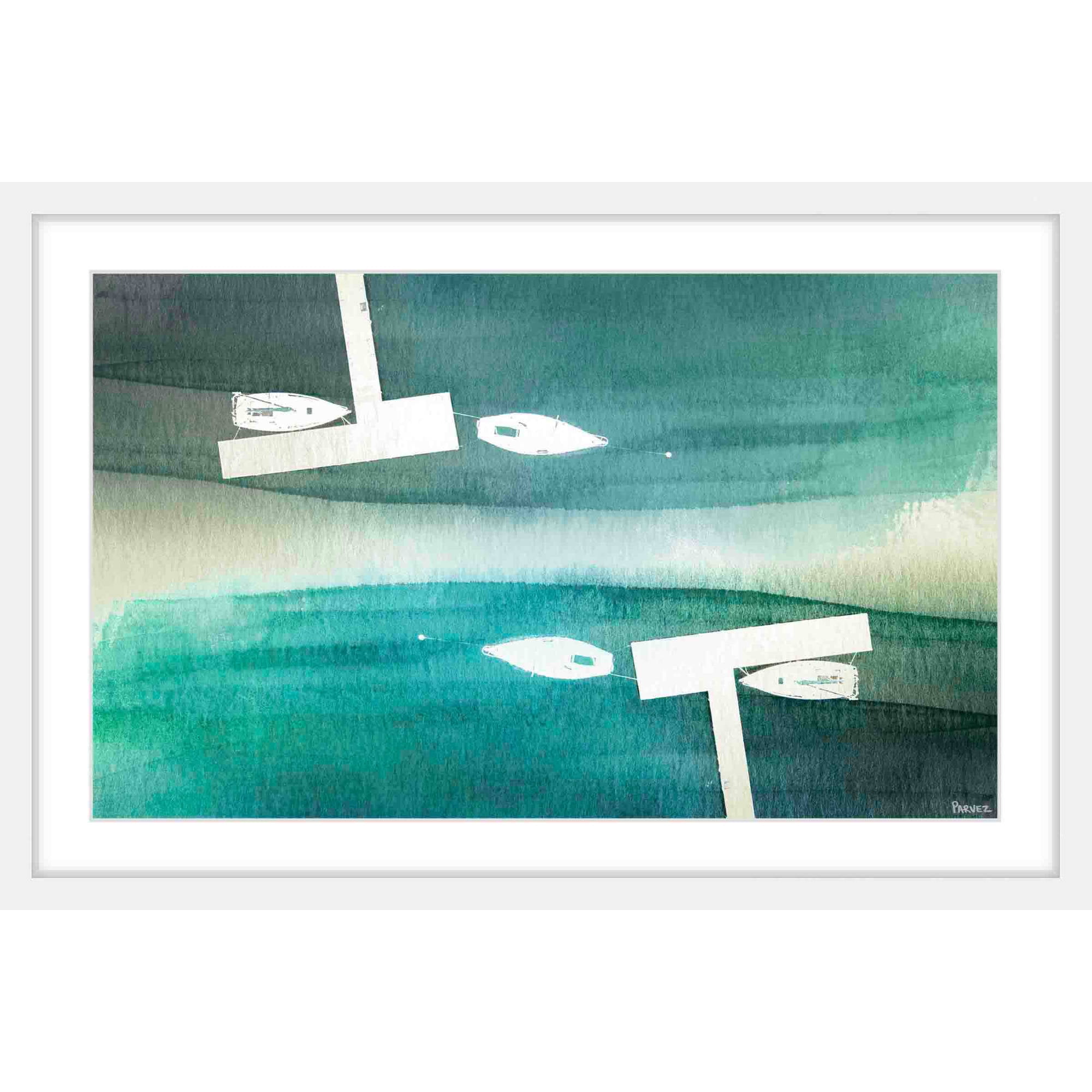 "Fishing Boats" Framed Painting Print